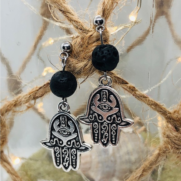 Hamsa Aromatherapy Earrings - Picture 1 of 1